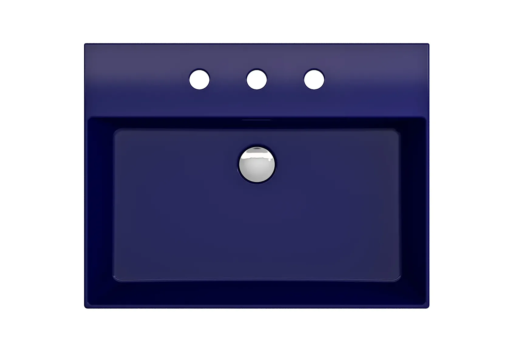 BOCCHI Milano 24" Rectangle Wallmount Fireclay Bathroom Sink, Sapphire Blue, 3 Faucet Hole, 1376-010-0127