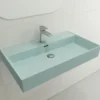 BOCCHI Milano 32" Rectangle Wallmount Fireclay Bathroom Sink, Matte Ice Blue, Single Faucet Hole, 1377-029-0126