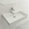 BOCCHI Milano 24" Rectangle Wallmount Fireclay Bathroom Sink, White, Single Faucet Hole, 1376-001-0126