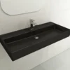 BOCCHI Milano 40" Rectangle Wallmount Fireclay Bathroom Sink, Matte Black, Single Faucet Hole, 1378-004-0126
