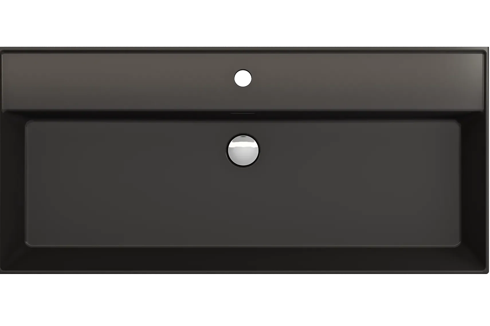 BOCCHI Milano 40" Rectangle Wallmount Fireclay Bathroom Sink, Matte Black, Single Faucet Hole, 1378-004-0126