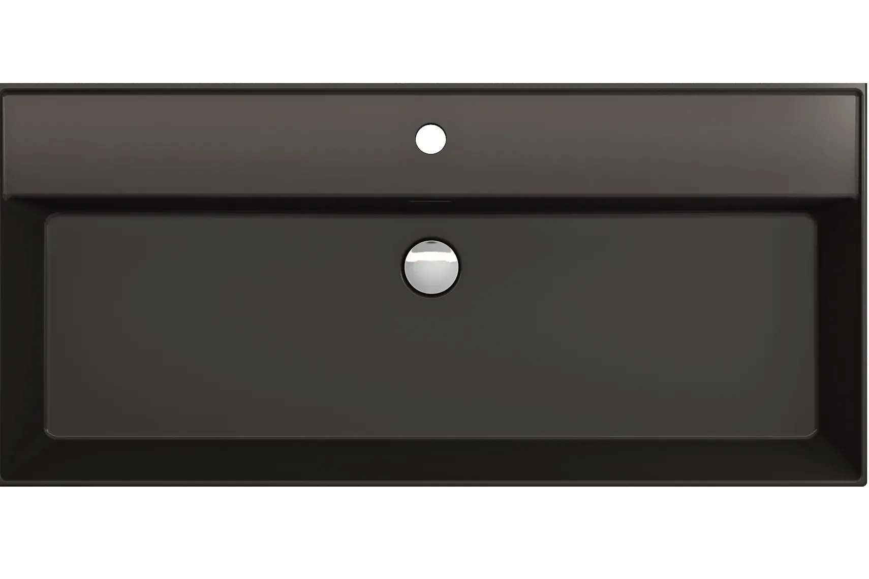 BOCCHI Milano 40" Rectangle Wallmount Fireclay Bathroom Sink, Matte Black, Single Faucet Hole, 1378-004-0126
