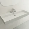 BOCCHI Milano 40" Rectangle Wallmount Fireclay Bathroom Sink, Matte White, 3 Faucet Hole, 1378-002-0127