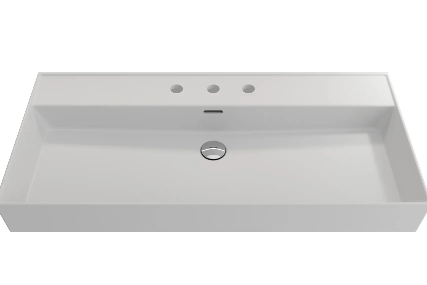 BOCCHI Milano 40" Rectangle Wallmount Fireclay Bathroom Sink, Matte White, 3 Faucet Hole, 1378-002-0127