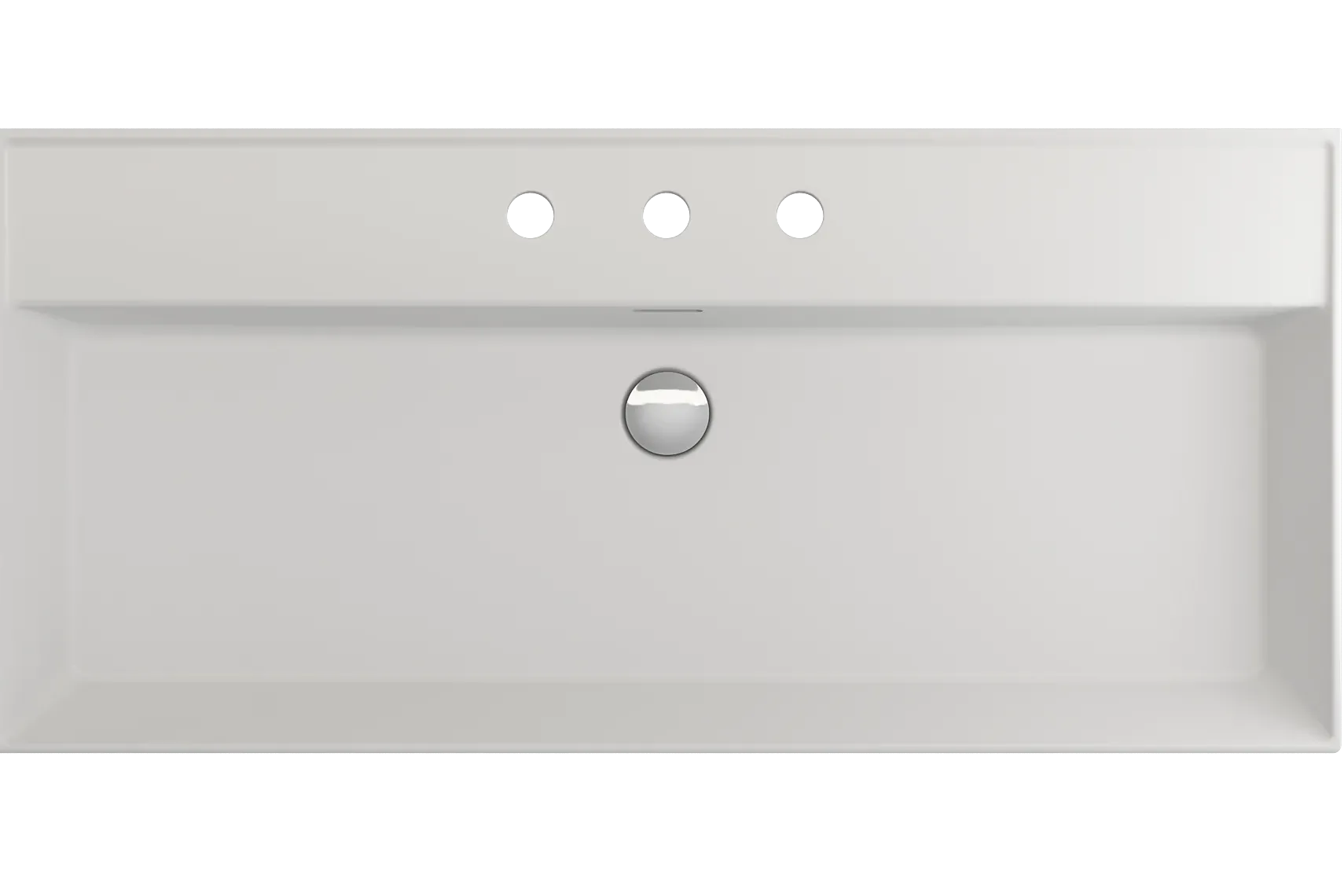 BOCCHI Milano 40" Rectangle Wallmount Fireclay Bathroom Sink, Matte White, 3 Faucet Hole, 1378-002-0127