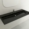 BOCCHI Milano 48" Rectangle Wallmount Fireclay Bathroom Sink, Black, 3 Faucet Hole, 1394-005-0127