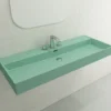 BOCCHI Milano 48" Rectangle Wallmount Fireclay Bathroom Sink, Matte Mint Green, 3 Faucet Hole, 1394-033-0127