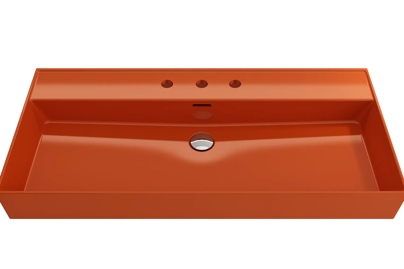 BOCCHI Milano 40" Rectangle Wallmount Fireclay Bathroom Sink, Orange, 3 Faucet Hole, 1378-012-0127