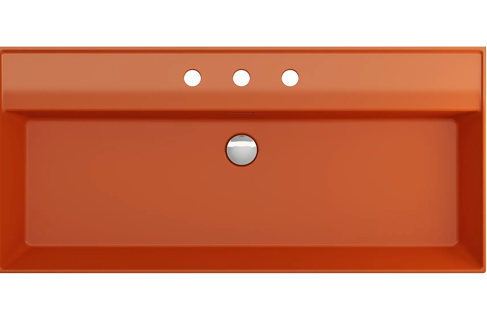 BOCCHI Milano 40" Rectangle Wallmount Fireclay Bathroom Sink, Orange, 3 Faucet Hole, 1378-012-0127