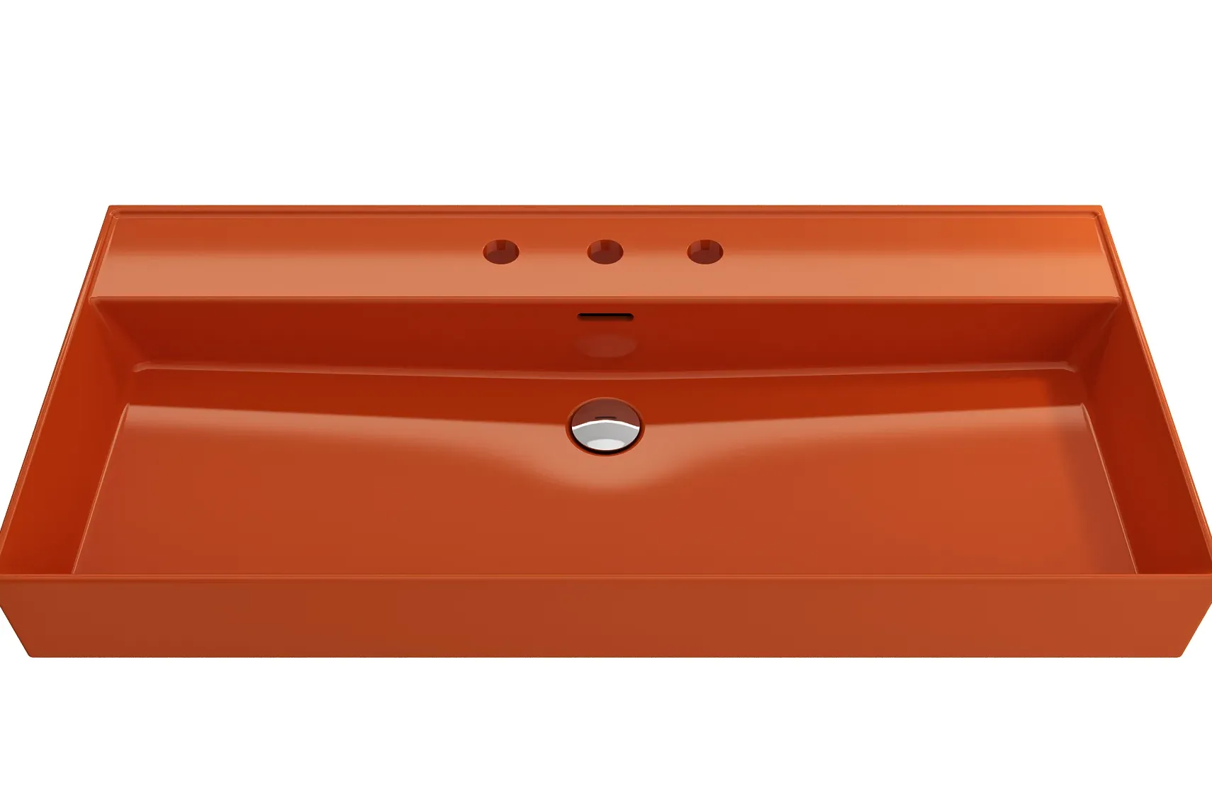 BOCCHI Milano 40" Rectangle Wallmount Fireclay Bathroom Sink, Orange, 3 Faucet Hole, 1378-012-0127