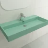 BOCCHI Milano 40" Rectangle Wallmount Fireclay Bathroom Sink, Matte Mint Green, Single Faucet Hole, 1378-033-0126