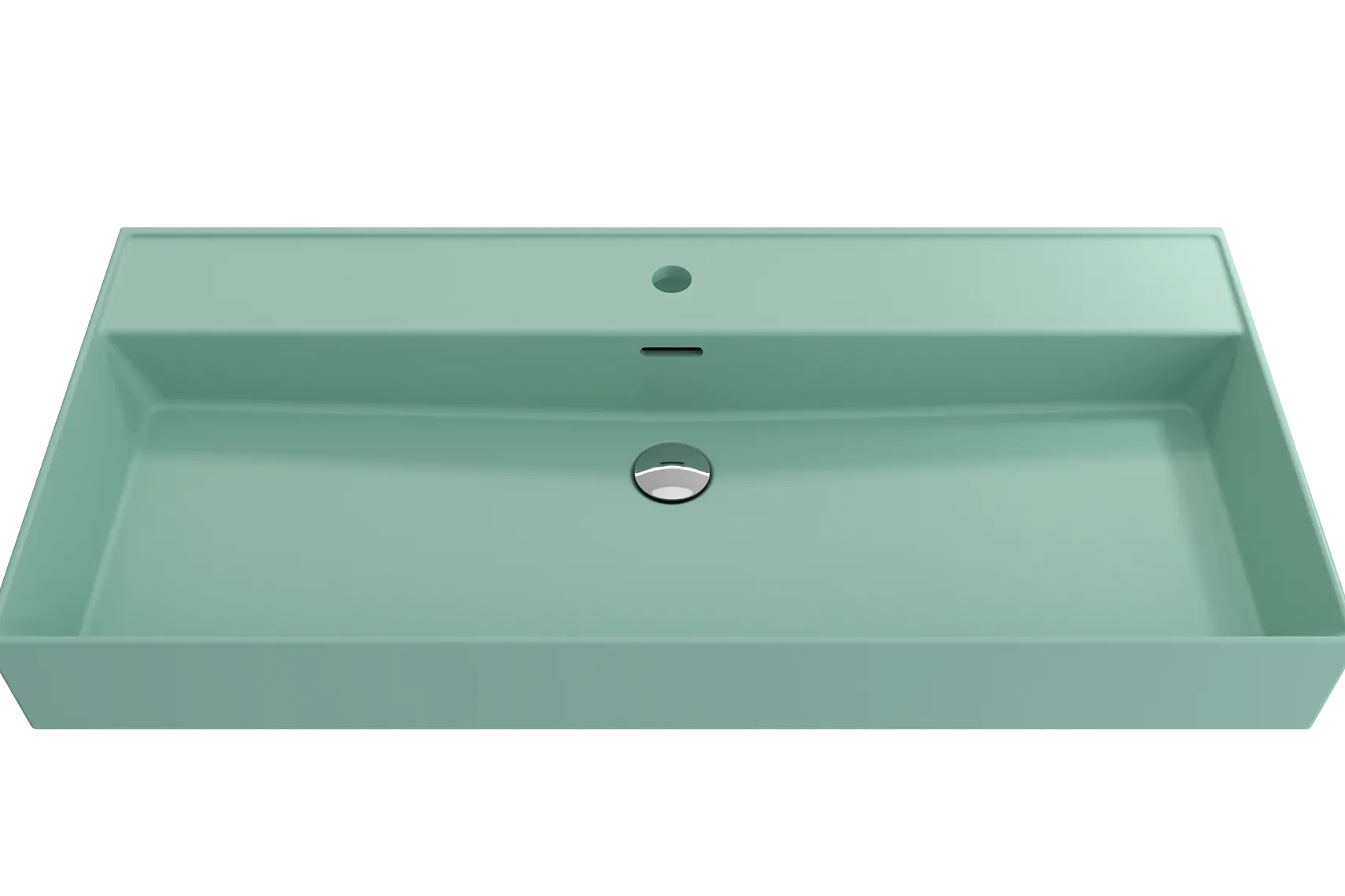 BOCCHI Milano 40" Rectangle Wallmount Fireclay Bathroom Sink, Matte Mint Green, Single Faucet Hole, 1378-033-0126