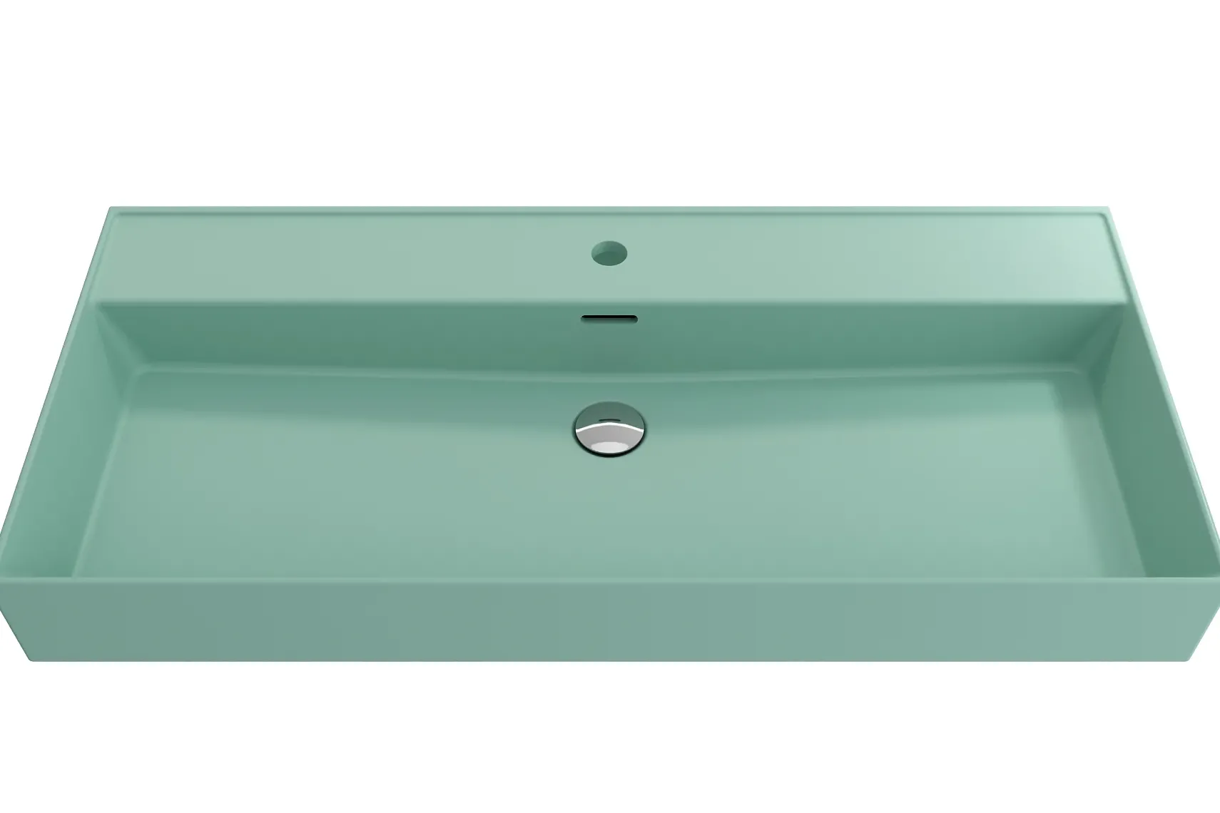 BOCCHI Milano 40" Rectangle Wallmount Fireclay Bathroom Sink, Matte Mint Green, Single Faucet Hole, 1378-033-0126