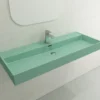 BOCCHI Milano 48" Rectangle Wallmount Fireclay Bathroom Sink, Matte Mint Green, Single Faucet Hole, 1394-033-0126