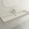 BOCCHI Milano 48" Rectangle Wallmount Fireclay Bathroom Sink, Biscuit, 3 Faucet Hole, 1394-014-0127