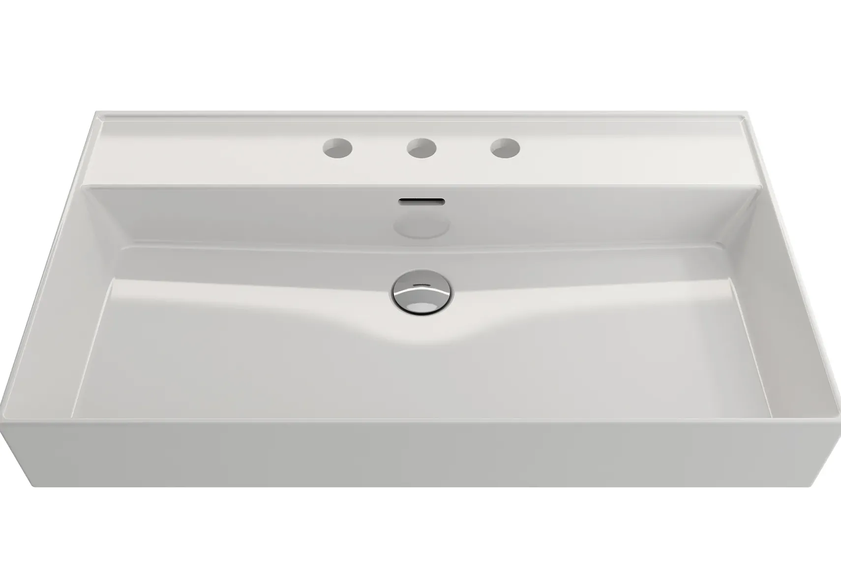 BOCCHI Milano 32" Rectangle Wallmount Fireclay Bathroom Sink, White, 3 Faucet Hole, 1377-001-0127