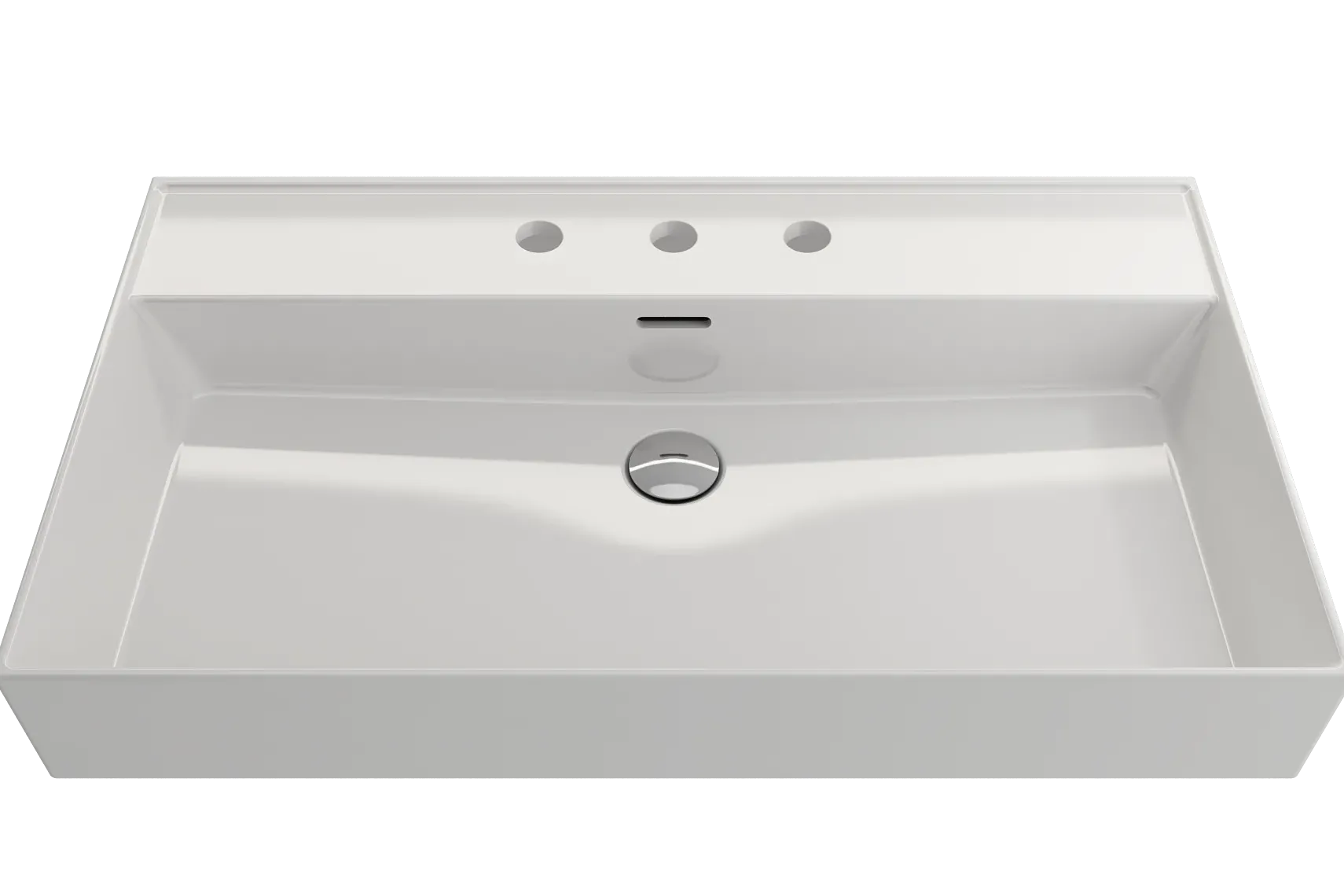 BOCCHI Milano 32" Rectangle Wallmount Fireclay Bathroom Sink, White, 3 Faucet Hole, 1377-001-0127