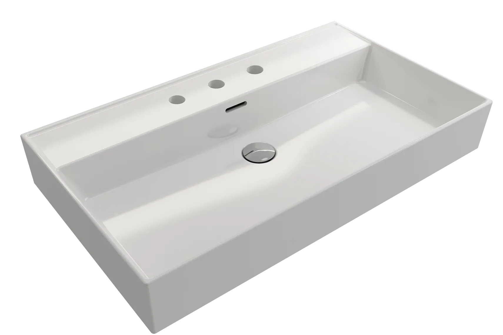 BOCCHI Milano 32" Rectangle Wallmount Fireclay Bathroom Sink, White, 3 Faucet Hole, 1377-001-0127