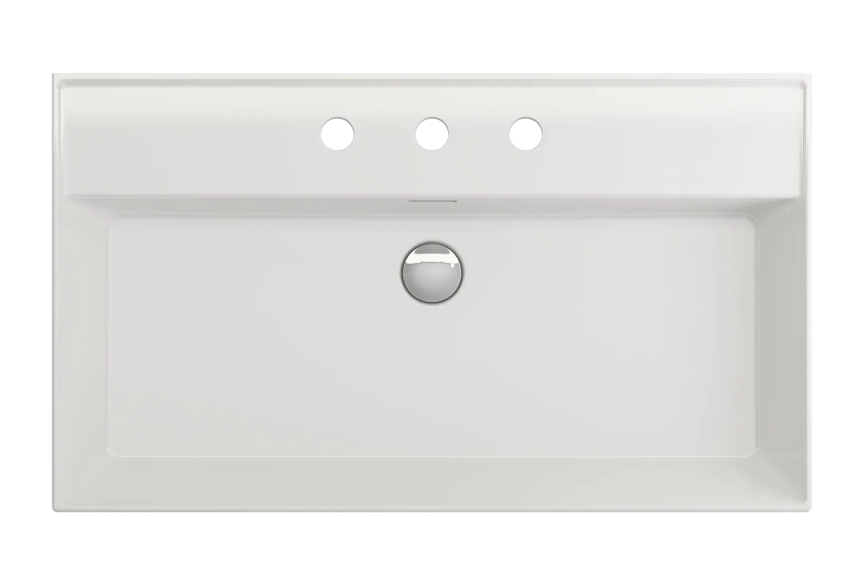 BOCCHI Milano 32" Rectangle Wallmount Fireclay Bathroom Sink, White, 3 Faucet Hole, 1377-001-0127