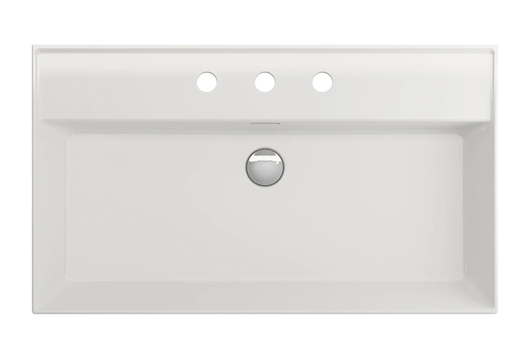 BOCCHI Milano 32" Rectangle Wallmount Fireclay Bathroom Sink, White, 3 Faucet Hole, 1377-001-0127