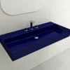 BOCCHI Milano 40" Rectangle Wallmount Fireclay Bathroom Sink, Sapphire Blue, 3 Faucet Hole, 1378-010-0127