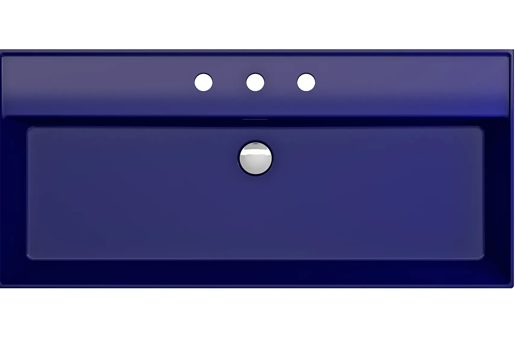 BOCCHI Milano 40" Rectangle Wallmount Fireclay Bathroom Sink, Sapphire Blue, 3 Faucet Hole, 1378-010-0127