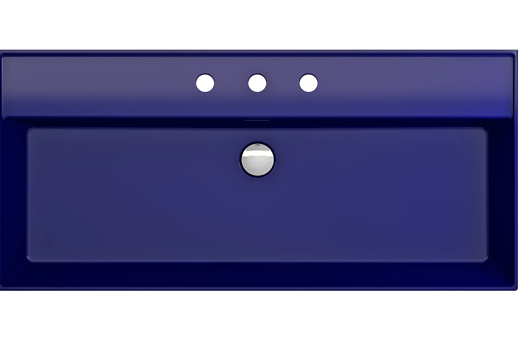 BOCCHI Milano 40" Rectangle Wallmount Fireclay Bathroom Sink, Sapphire Blue, 3 Faucet Hole, 1378-010-0127