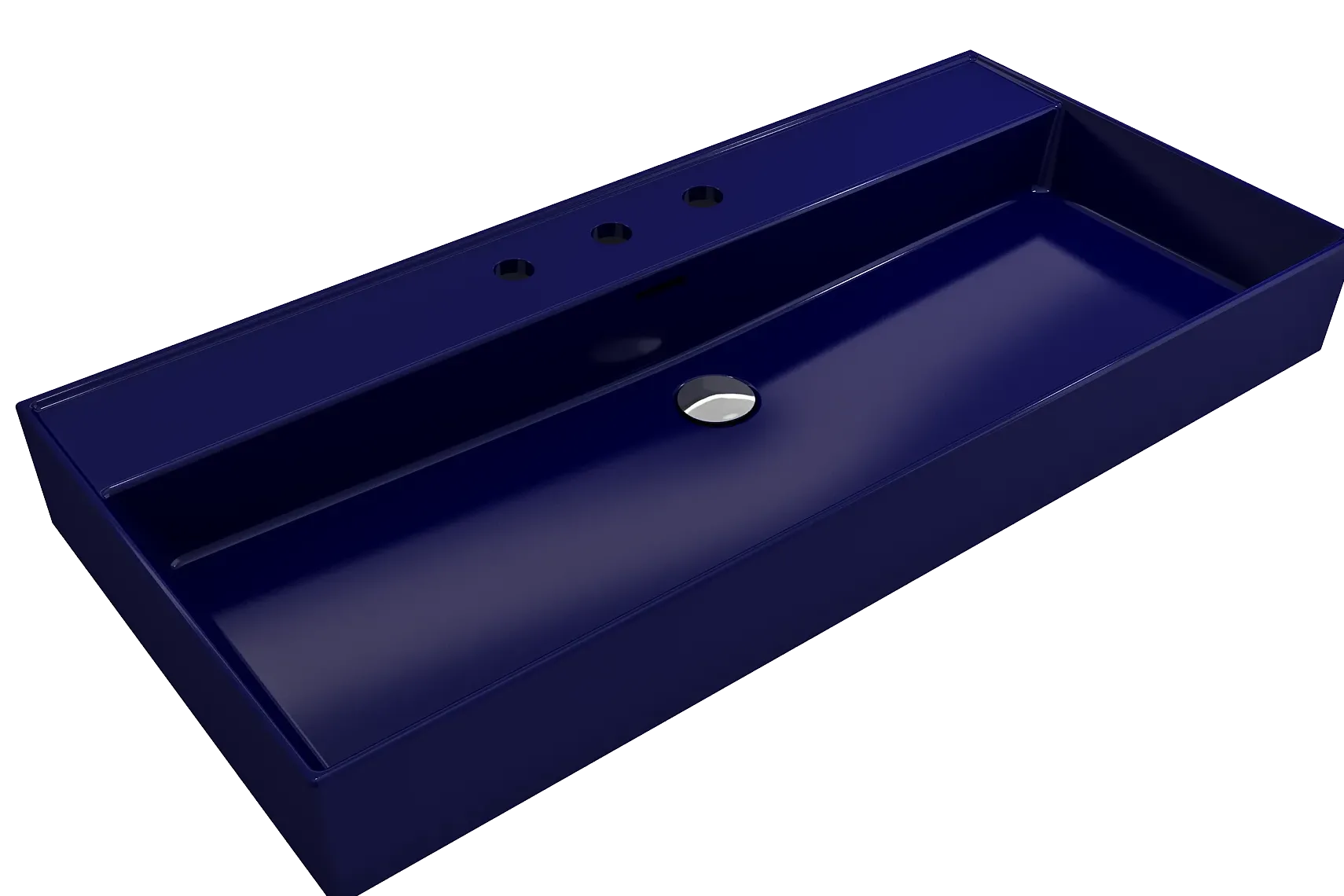 BOCCHI Milano 40" Rectangle Wallmount Fireclay Bathroom Sink, Sapphire Blue, 3 Faucet Hole, 1378-010-0127
