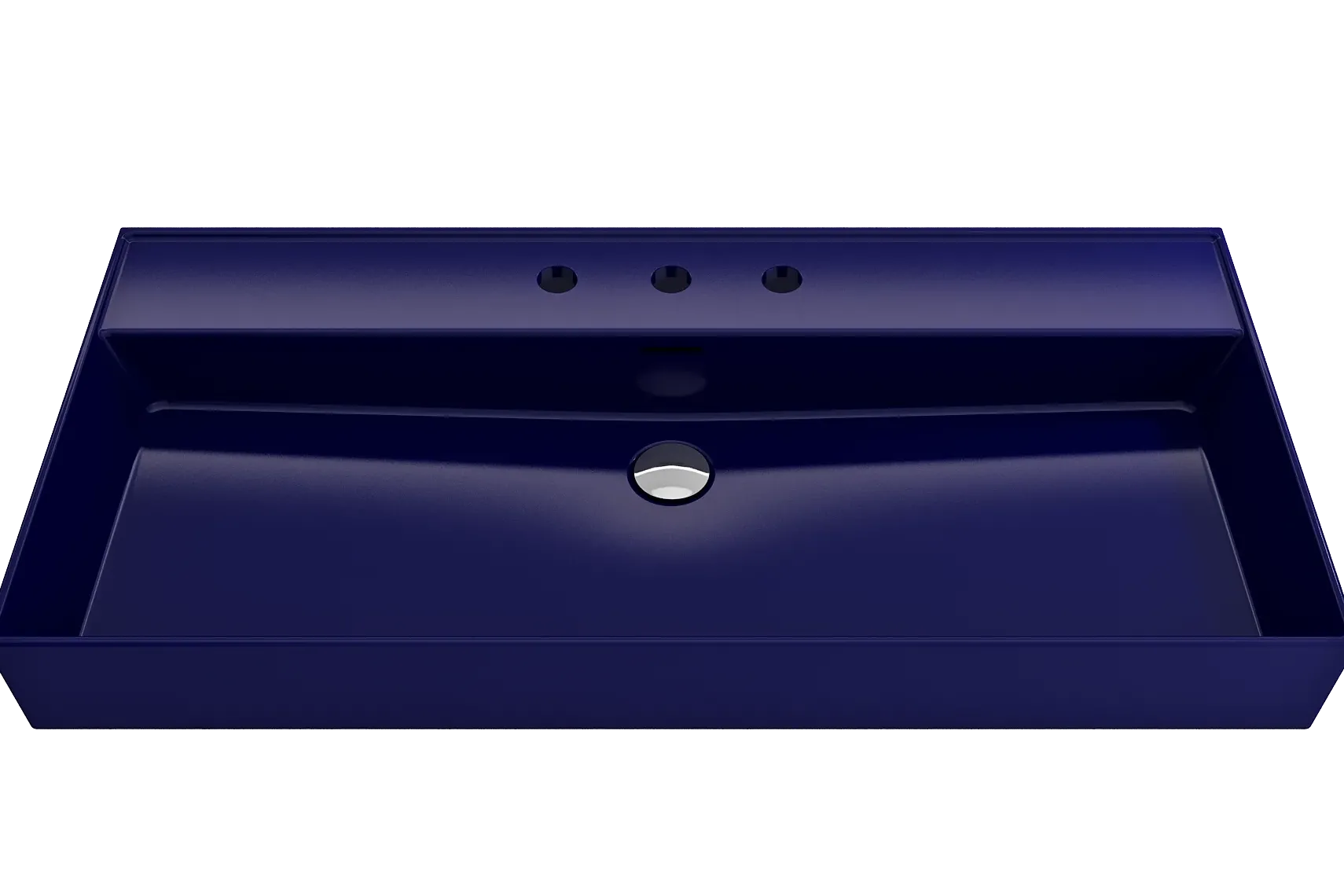 BOCCHI Milano 40" Rectangle Wallmount Fireclay Bathroom Sink, Sapphire Blue, 3 Faucet Hole, 1378-010-0127