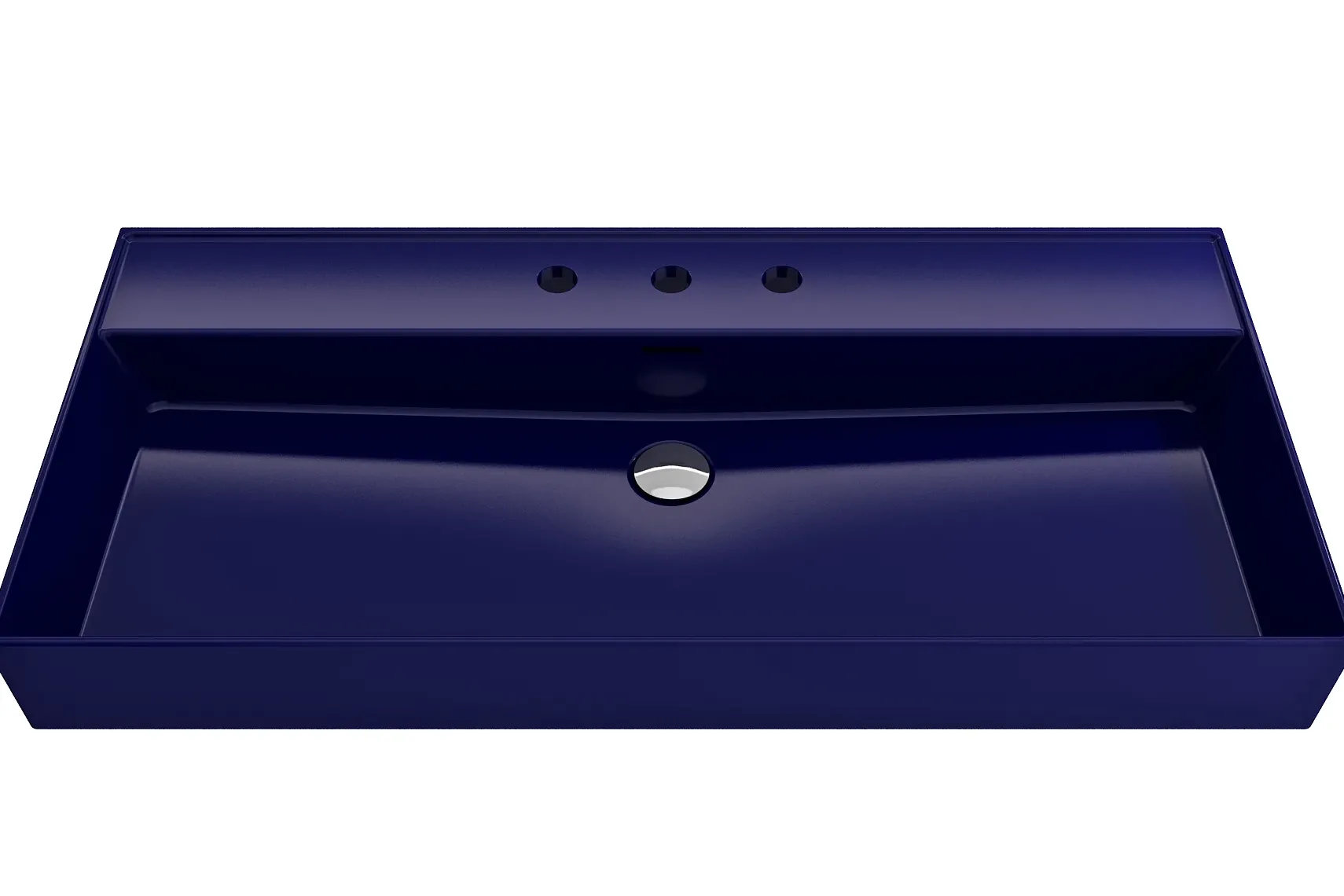 BOCCHI Milano 40" Rectangle Wallmount Fireclay Bathroom Sink, Sapphire Blue, 3 Faucet Hole, 1378-010-0127