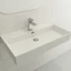 BOCCHI Milano 32" Rectangle Wallmount Fireclay Bathroom Sink, White, Single Faucet Hole, 1377-001-0126