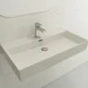 BOCCHI Milano 32" Rectangle Wallmount Fireclay Bathroom Sink, Biscuit, Single Faucet Hole, 1377-014-0126