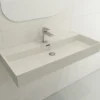 BOCCHI Milano 40" Rectangle Wallmount Fireclay Bathroom Sink, Biscuit, Single Faucet Hole, 1378-014-0126
