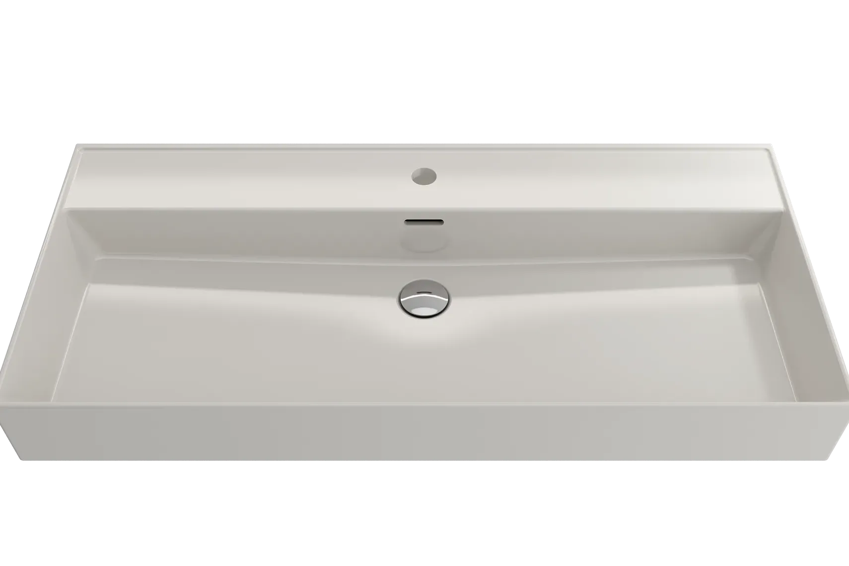 BOCCHI Milano 40" Rectangle Wallmount Fireclay Bathroom Sink, Biscuit, Single Faucet Hole, 1378-014-0126