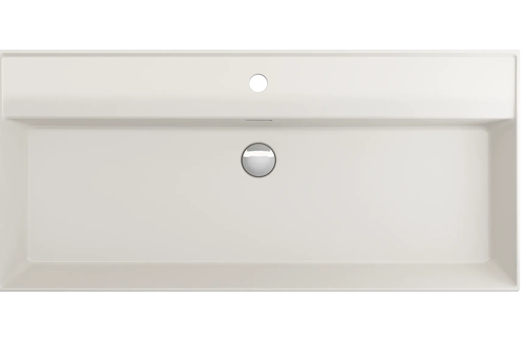 BOCCHI Milano 40" Rectangle Wallmount Fireclay Bathroom Sink, Biscuit, Single Faucet Hole, 1378-014-0126