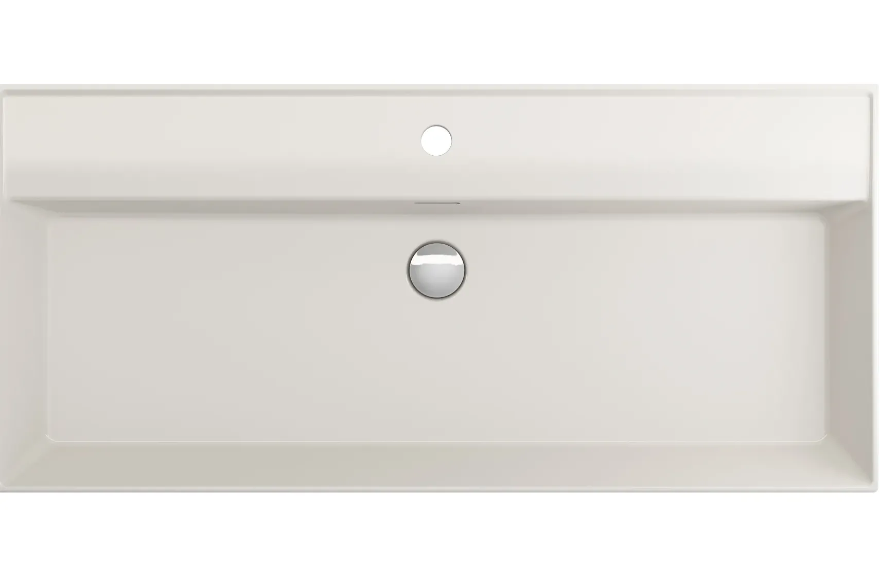 BOCCHI Milano 40" Rectangle Wallmount Fireclay Bathroom Sink, Biscuit, Single Faucet Hole, 1378-014-0126