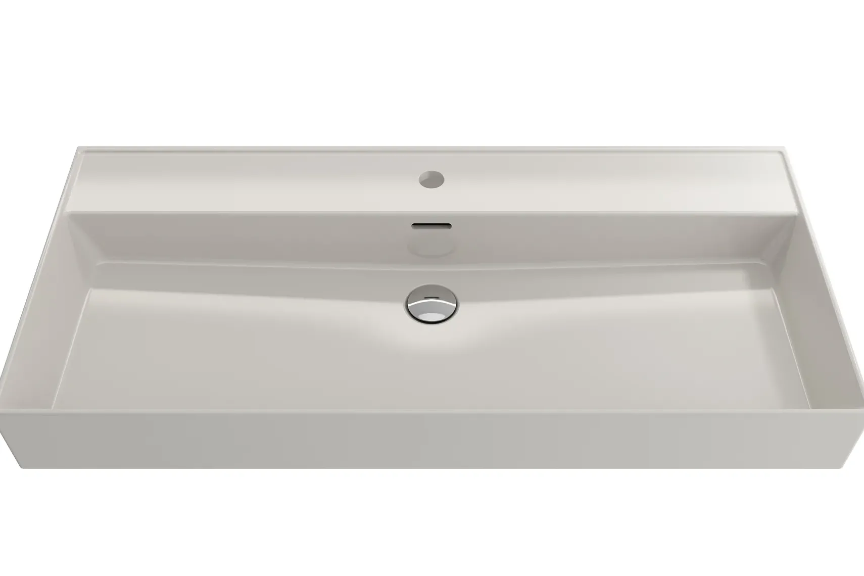 BOCCHI Milano 40" Rectangle Wallmount Fireclay Bathroom Sink, Biscuit, Single Faucet Hole, 1378-014-0126