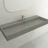 BOCCHI Milano 48" Rectangle Wallmount Fireclay Bathroom Sink, Matte Gray, 3 Faucet Hole, 1394-006-0127