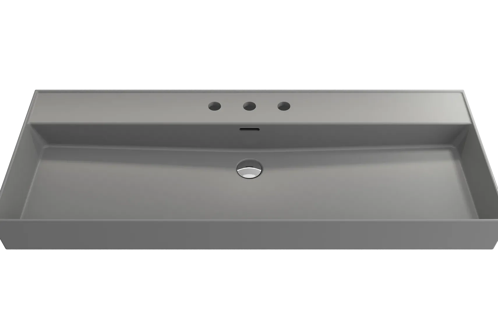 BOCCHI Milano 48" Rectangle Wallmount Fireclay Bathroom Sink, Matte Gray, 3 Faucet Hole, 1394-006-0127