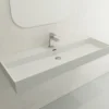BOCCHI Milano 48" Rectangle Wallmount Fireclay Bathroom Sink, Matte White, Single Faucet Hole, 1394-002-0126