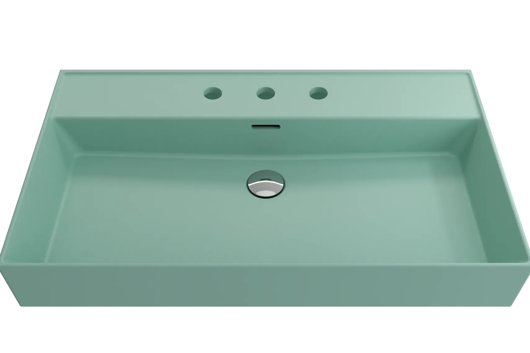 BOCCHI Milano 32" Rectangle Wallmount Fireclay Bathroom Sink, Matte Mint Green, 3 Faucet Hole, 1377-033-0127