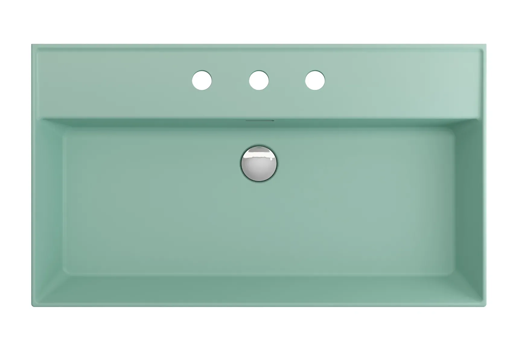 BOCCHI Milano 32" Rectangle Wallmount Fireclay Bathroom Sink, Matte Mint Green, 3 Faucet Hole, 1377-033-0127