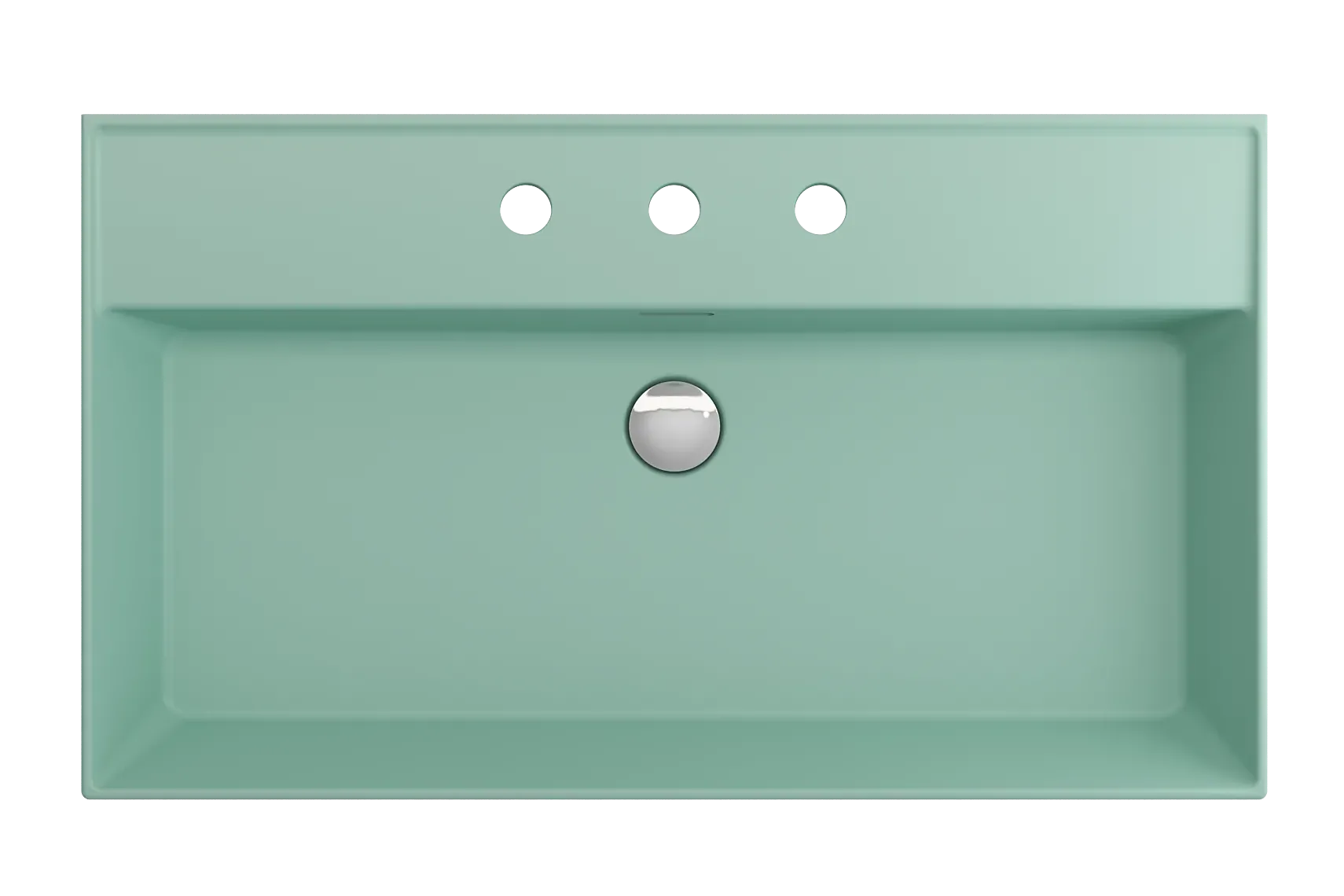 BOCCHI Milano 32" Rectangle Wallmount Fireclay Bathroom Sink, Matte Mint Green, 3 Faucet Hole, 1377-033-0127