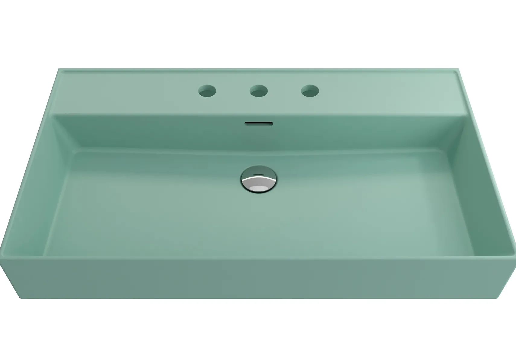 BOCCHI Milano 32" Rectangle Wallmount Fireclay Bathroom Sink, Matte Mint Green, 3 Faucet Hole, 1377-033-0127