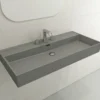 BOCCHI Milano 40" Rectangle Wallmount Fireclay Bathroom Sink, Matte Gray, 3 Faucet Hole, 1378-006-0127