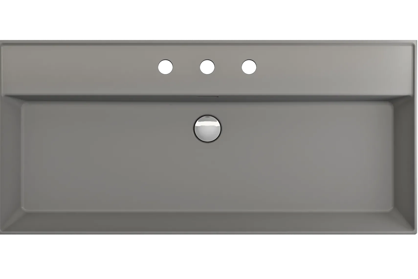 BOCCHI Milano 40" Rectangle Wallmount Fireclay Bathroom Sink, Matte Gray, 3 Faucet Hole, 1378-006-0127