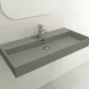 BOCCHI Milano 40" Rectangle Wallmount Fireclay Bathroom Sink, Matte Gray, Single Faucet Hole, 1378-006-0126