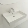 BOCCHI Milano 24" Rectangle Wallmount Fireclay Bathroom Sink, White, 3 Faucet Hole, 1376-001-0127
