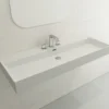 BOCCHI Milano 48" Rectangle Wallmount Fireclay Bathroom Sink, Matte White, 3 Faucet Hole, 1394-002-0127
