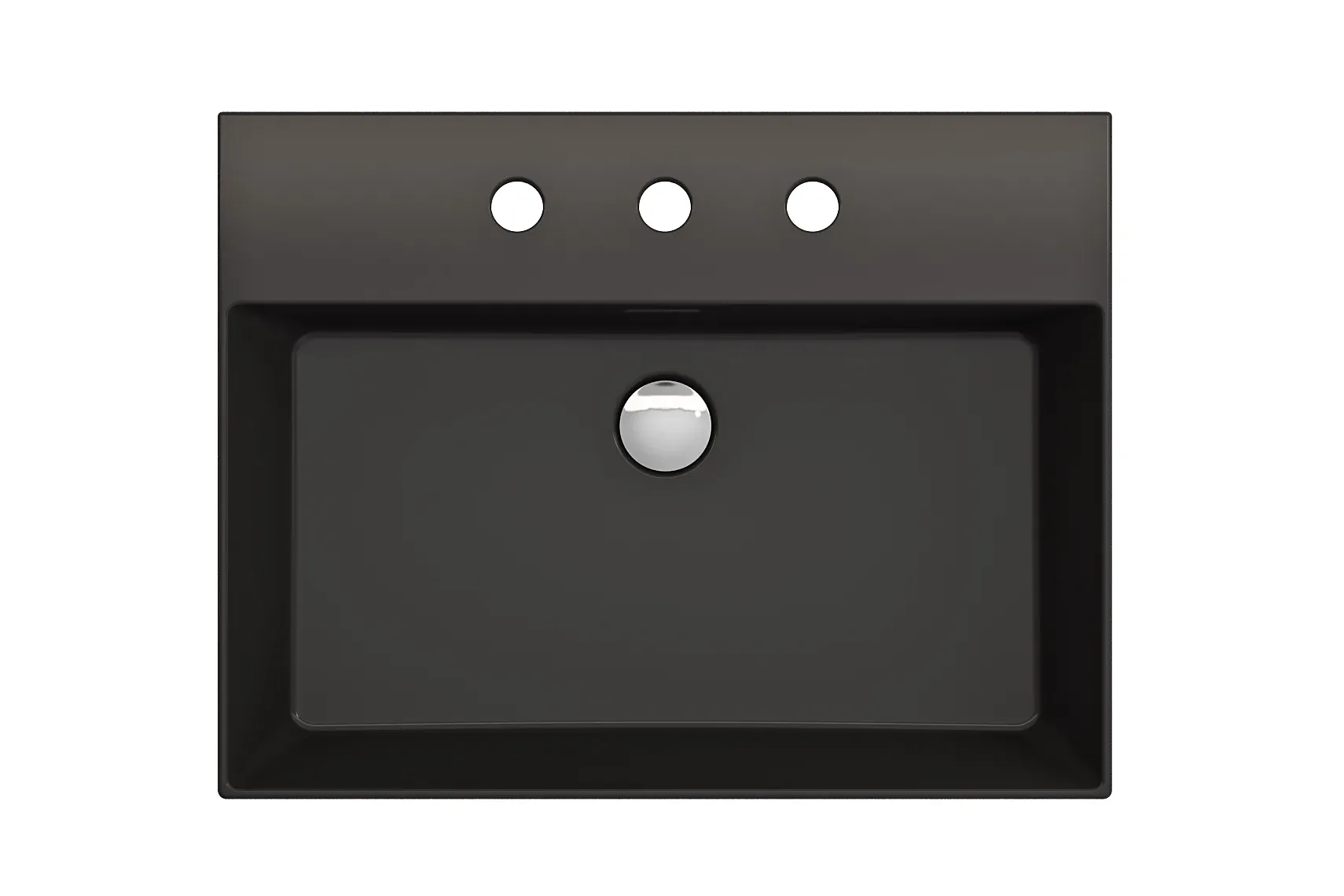 BOCCHI Milano 24" Rectangle Wallmount Fireclay Bathroom Sink, Matte Black, 3 Faucet Hole, 1376-004-0127